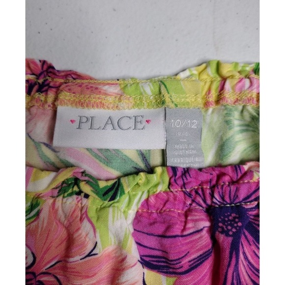 The Childrens Place Girls Tropical Floral 2 Piece Set Top & Tiered Skirt 10/12 - Picture 4 of 5